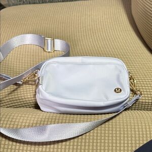 Lululemon Athletica White and Gold Crossbody Bag